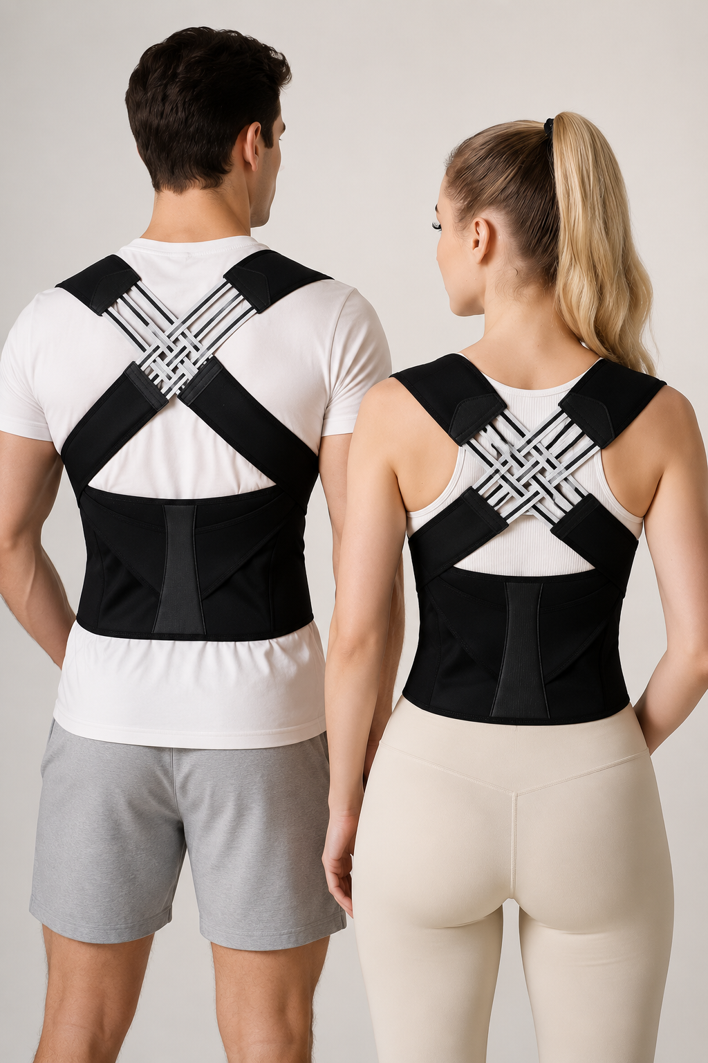 Black Posture Corrector Brace, Breathable Elastic Back Support Belt, Adjustable Shoulder Posture Trainer for Students, Upper Back