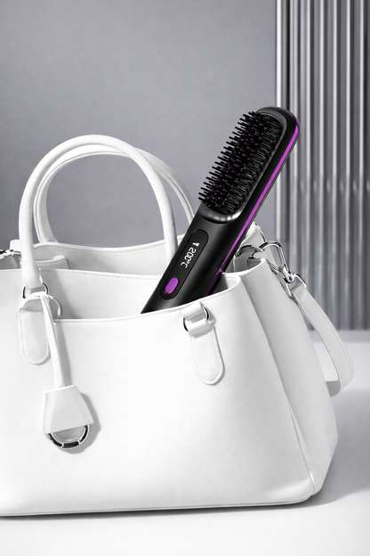 Hair Straightener Brush USB Rechargeable Cordless Negative Ions Hot Brush Electric Fluffy Curly Hair Styling Detangling Comb