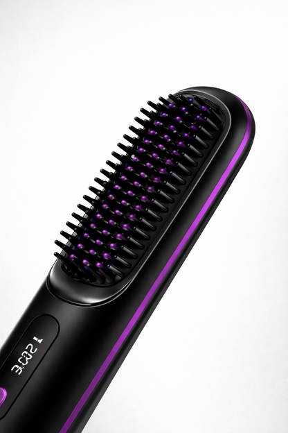 Hair Straightener Brush USB Rechargeable Cordless Negative Ions Hot Brush Electric Fluffy Curly Hair Styling Detangling Comb