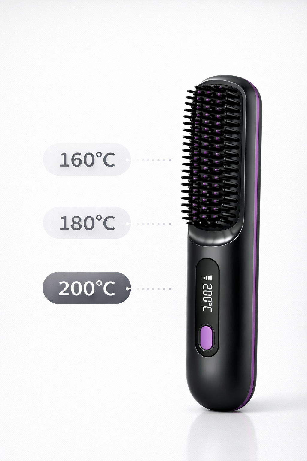 Hair Straightener Brush USB Rechargeable Cordless Negative Ions Hot Brush Electric Fluffy Curly Hair Styling Detangling Comb