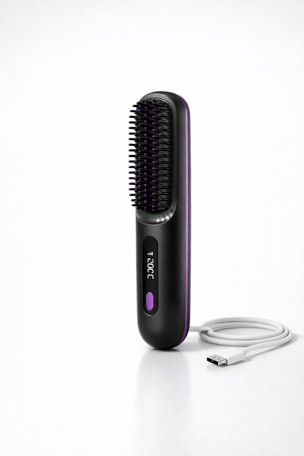 Hair Straightener Brush USB Rechargeable Cordless Negative Ions Hot Brush Electric Fluffy Curly Hair Styling Detangling Comb