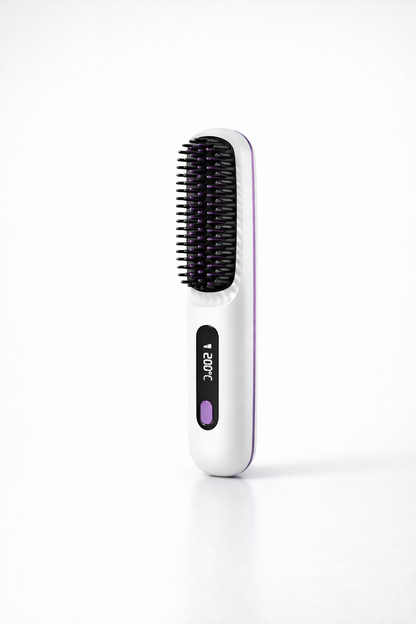 Hair Straightener Brush USB Rechargeable Cordless Negative Ions Hot Brush Electric Fluffy Curly Hair Styling Detangling Comb