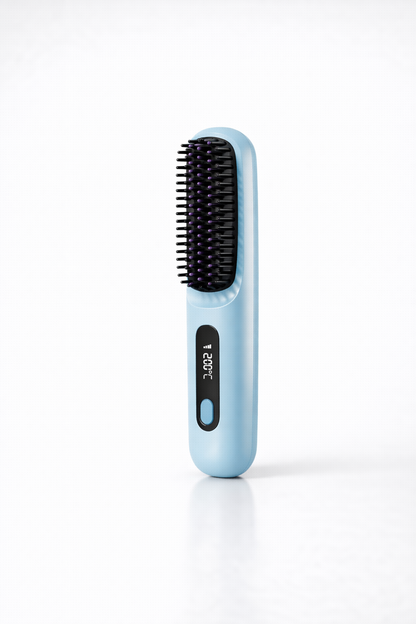 Hair Straightener Brush USB Rechargeable Cordless Negative Ions Hot Brush Electric Fluffy Curly Hair Styling Detangling Comb