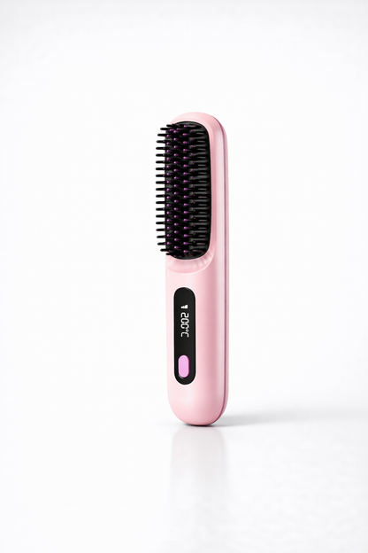 Hair Straightener Brush USB Rechargeable Cordless Negative Ions Hot Brush Electric Fluffy Curly Hair Styling Detangling Comb