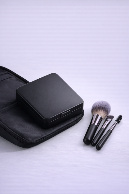 14-Piece Makeup Brush Set with Illuminated Mirror, Portable Short Handle, LED Light, USB Rechargeable Makeup Brushes Kit