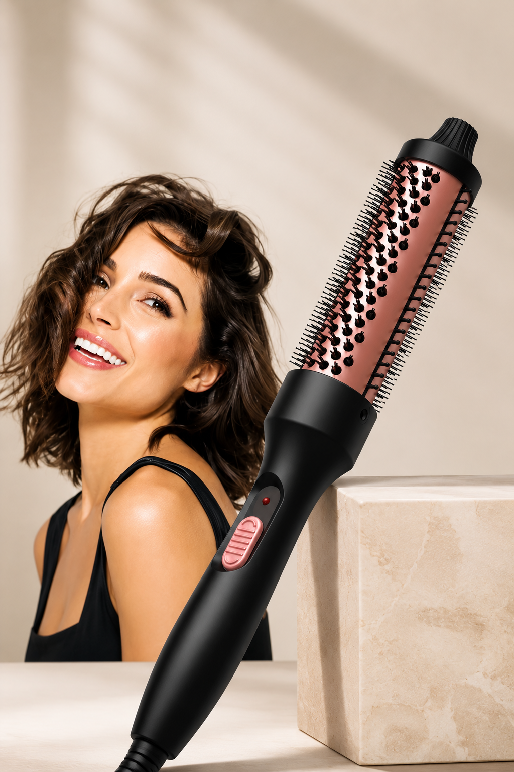 Curling Thermal Brush Double PTC Heated Curling Iron Brush Anti-Scald Round Brush 32mm Hair Curler Hot Volumizing Brush Styler