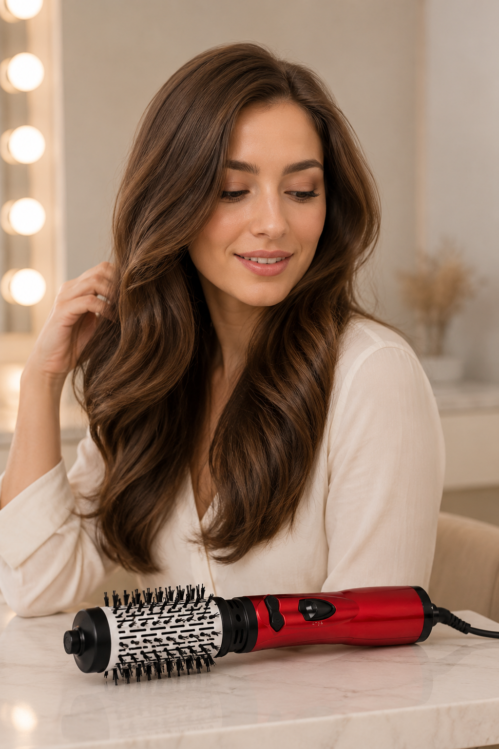 Hair Dryer Brush 2-in-1 Hot Air Spin Brush Curling Straightening Styling Auto-Rotating Ionic Round Blow Dryer Volumizer