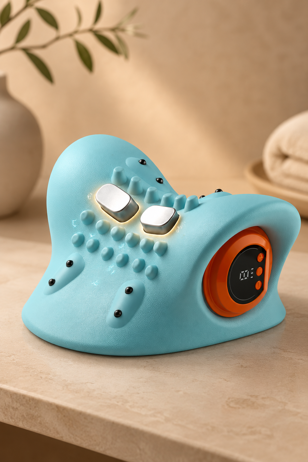Multifunction EMS Electrotherapy Heating Cervical Spine Pillow Wireless Ergonomic Acupressure Neck Pillow for Relaxing Pain Relief