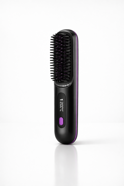 Hair Straightener Brush USB Rechargeable Cordless Negative Ions Hot Brush Electric Fluffy Curly Hair Styling Detangling Comb