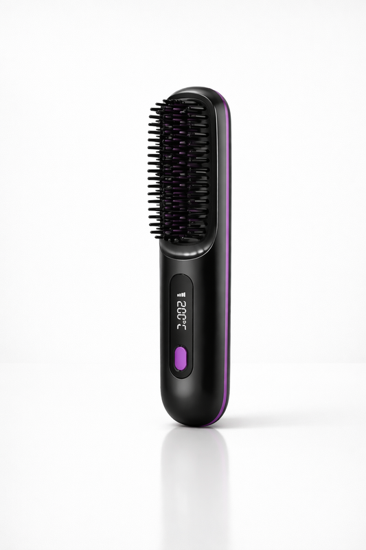 Hair Straightener Brush USB Rechargeable Cordless Negative Ions Hot Brush Electric Fluffy Curly Hair Styling Detangling Comb